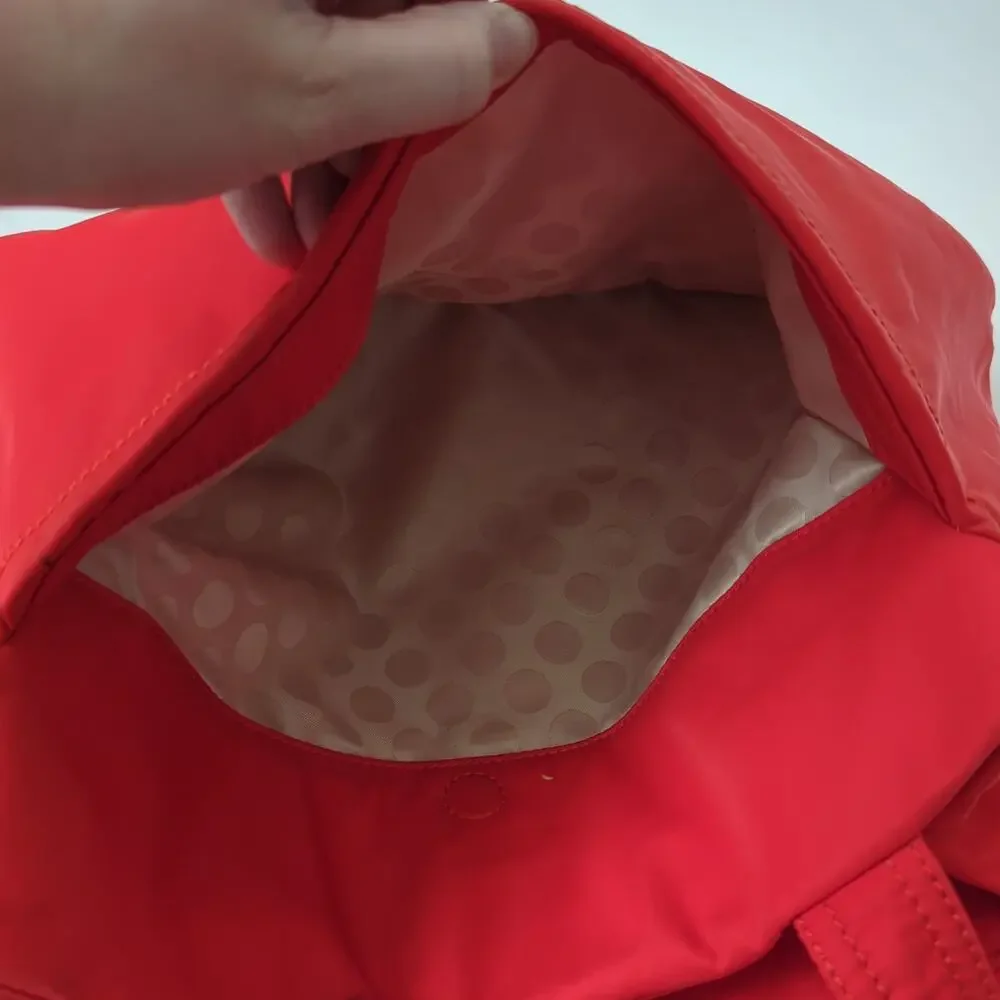Kate Spade Red Orange‎ Canvas Nylon Tote Purse Baby Diaper Shoulder Bag Large